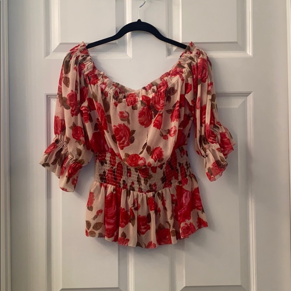 L’Agence Floral off the shoulder top